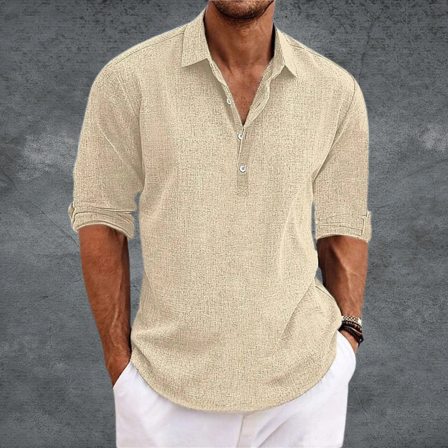 Casual Mens Button Down Roll Sleeve Shirt