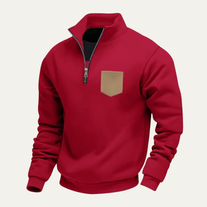 Relaxed Fit Men's Zip Sweater with Pockets