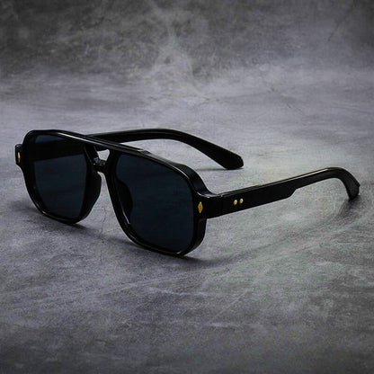 Large Frame Trendy Acetate Sunglasses with Double Bridge