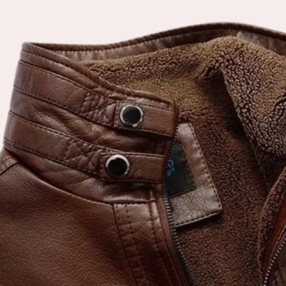 Classic Men's Leather Parka Coat with Thermal Fleece Lining