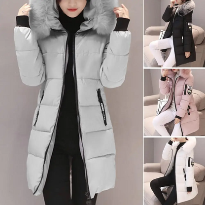 Women's Lightweight Parka Jacket with Faux Fur Hood