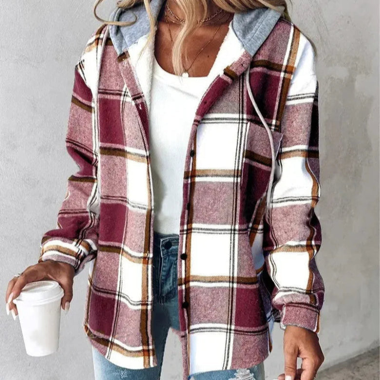 Ladies Plaid Hooded Jacket