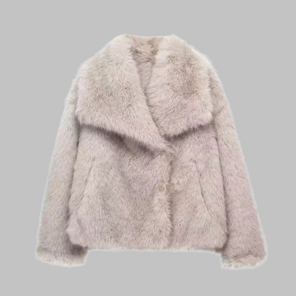 Nesrin - Chic Long Sleeve Fleece Jacket Coat