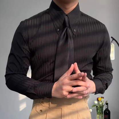 Slim Fit Black Formal Dress Shirt for Men
