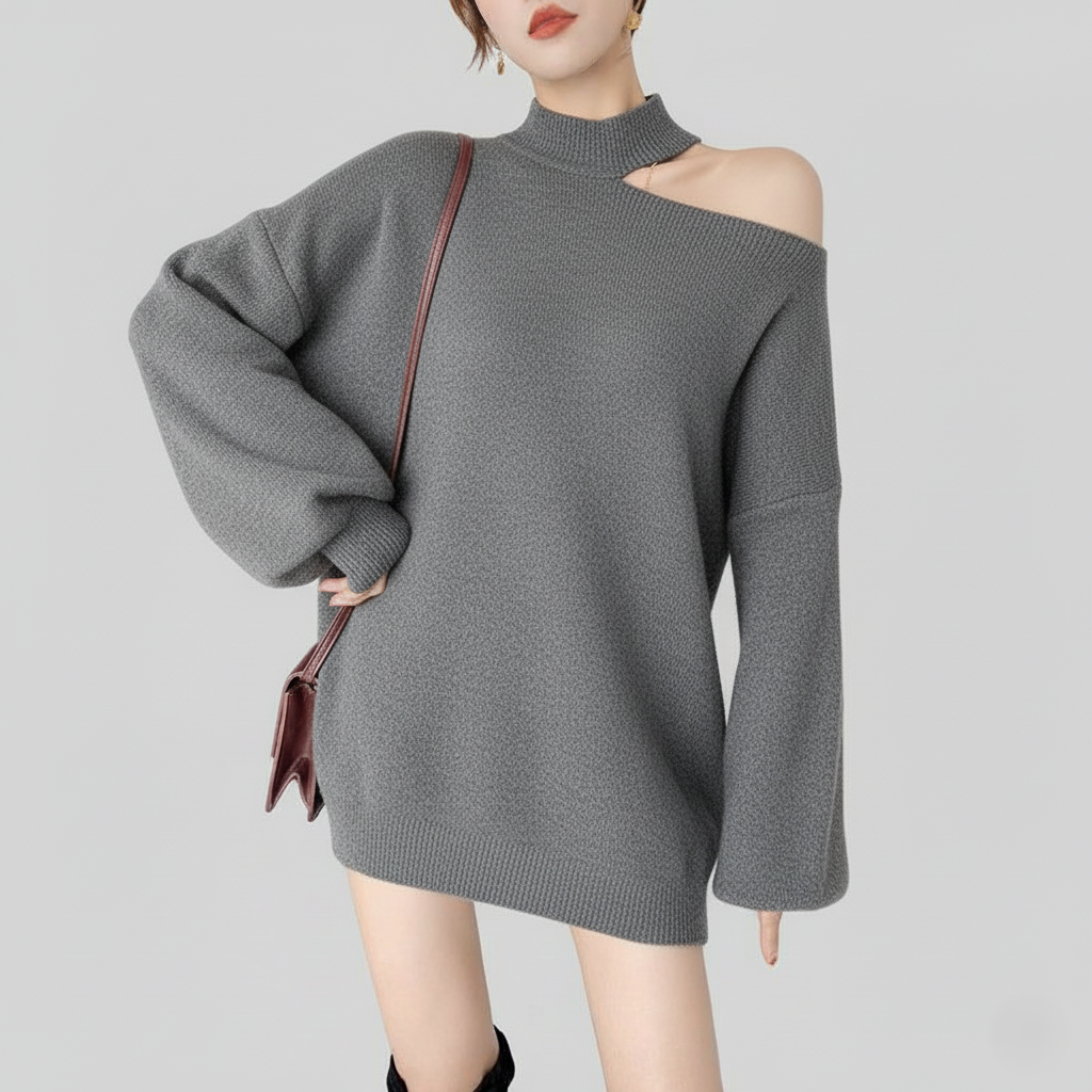 Women's Oversized Off Shoulder Sweater Top - Nocini