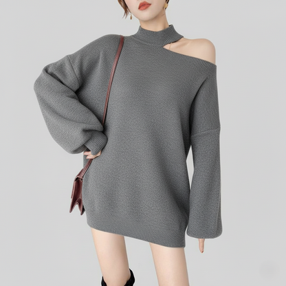 Women's Oversized Off Shoulder Sweater Top - Nocini