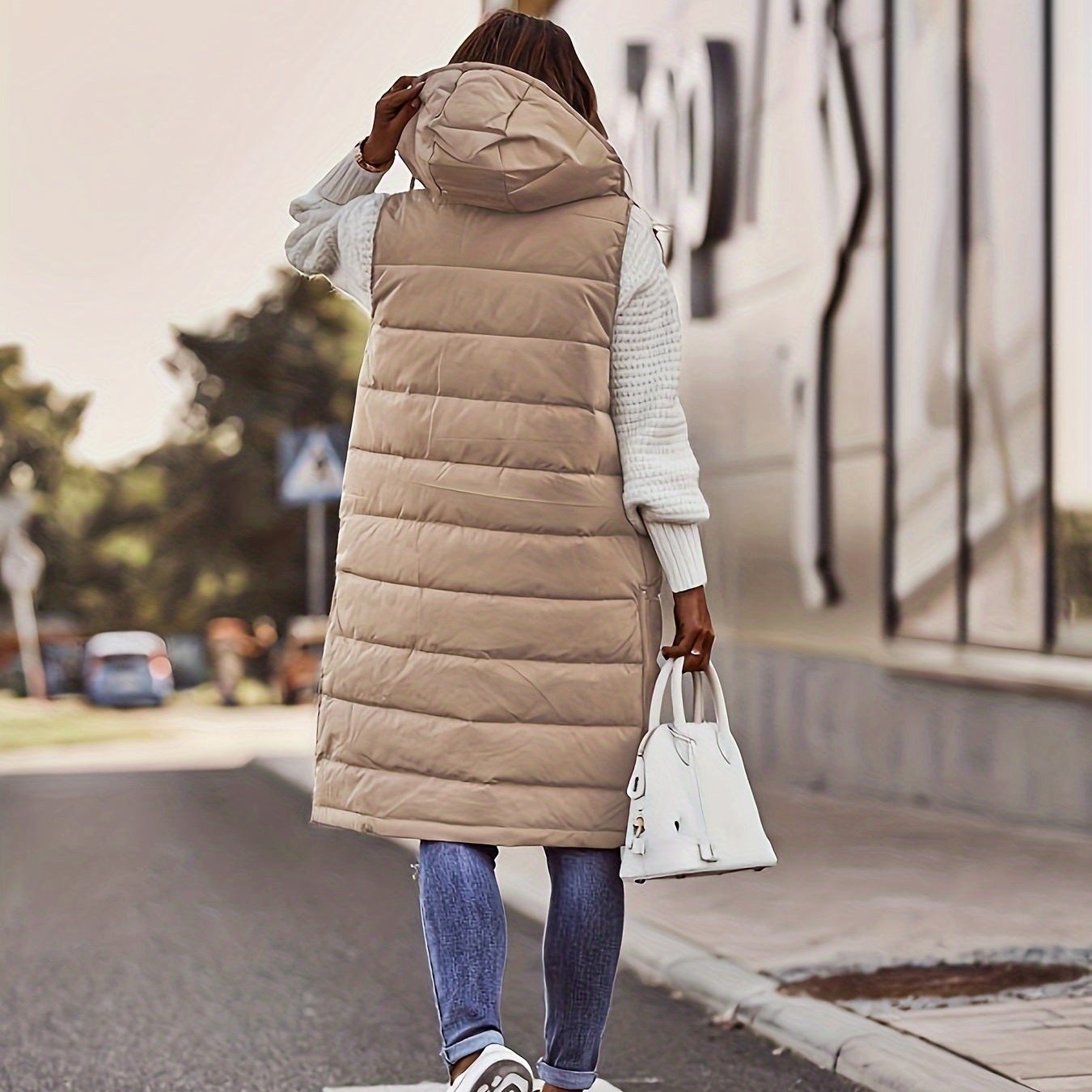 Warm Women's Padded Down Vest with Zip Front