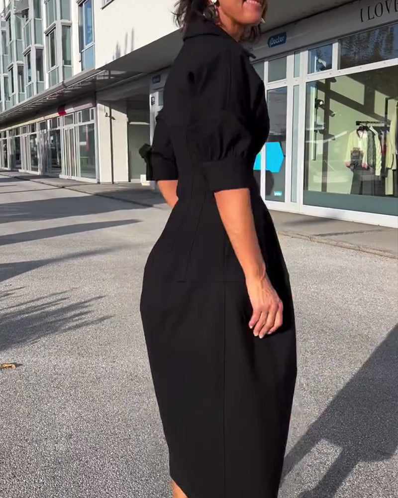 Classic Fit Collar Midi Dress