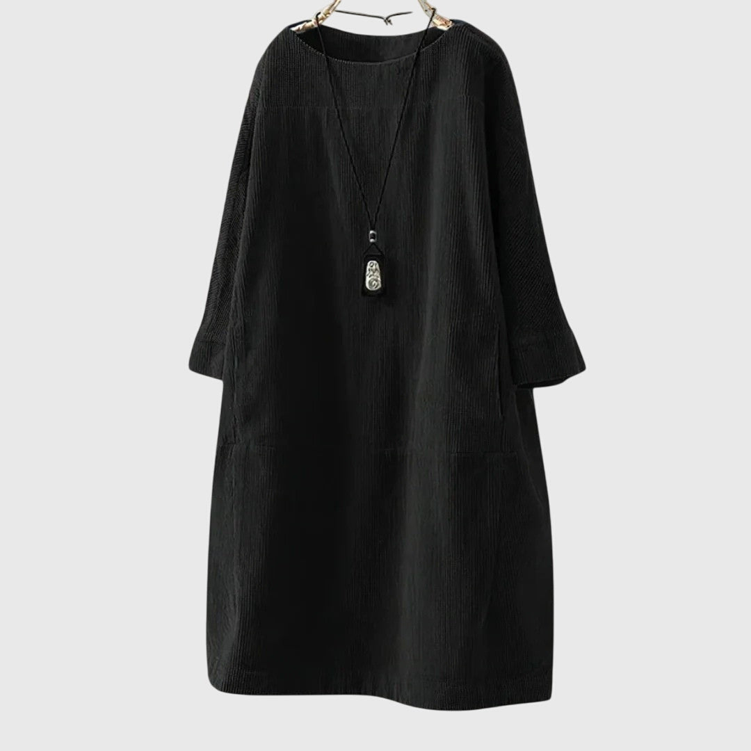 Casual Button Front Corduroy Dress - Olytrend