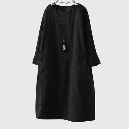 Casual Button Front Corduroy Dress - Olytrend