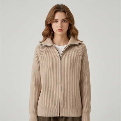 Women's Fit Cardigan Ribbed Zip Up Sweater - Nocini