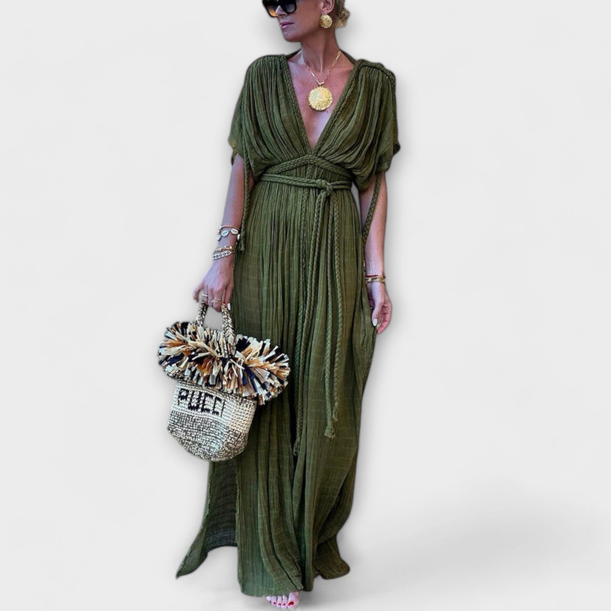 Elegant Long Kimono Evening Dress - Nocini