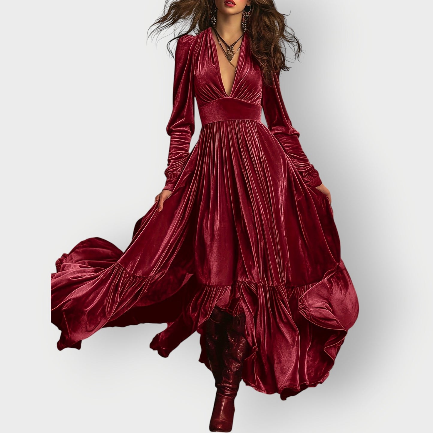 Classic Elegant Velvet Floor Length Dress