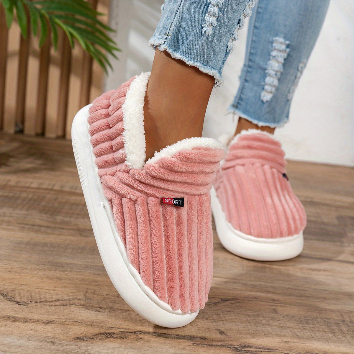 Warm Cozy Women's Slipper Shoes with Grip Soles
