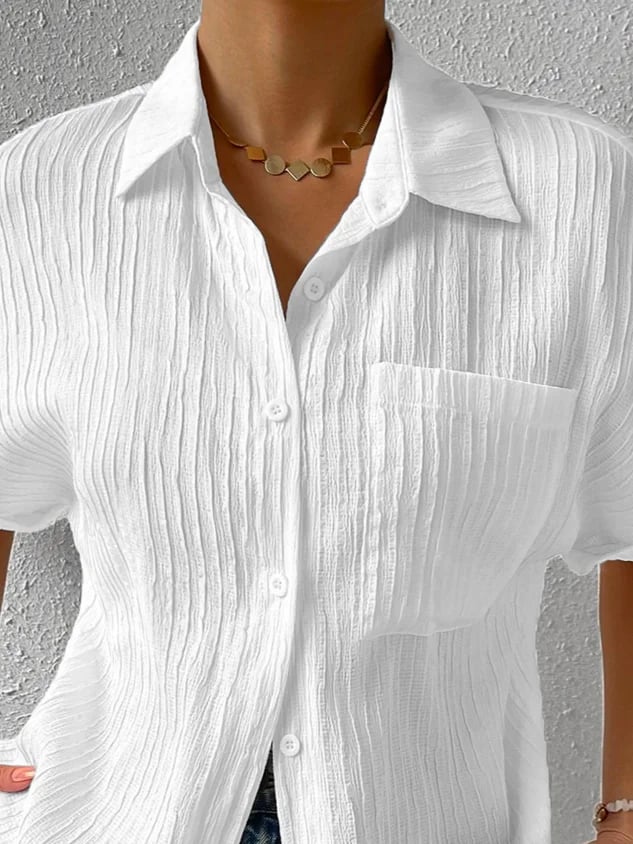 Women's Classic Casual Short Sleeve Shirt with Pocket