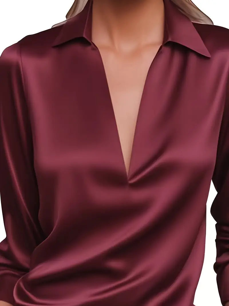 Luxury Deep V Neck Women's Blouse