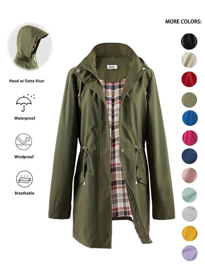 Relaxed Fit Hooded Water Resistant Trench Coat