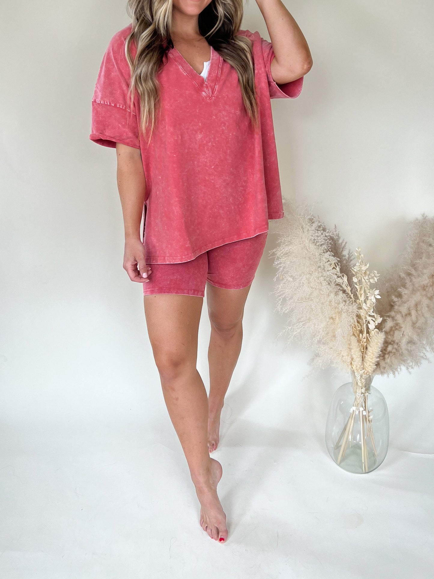 Comfy Women's V-neck T-shirt Lounge Set