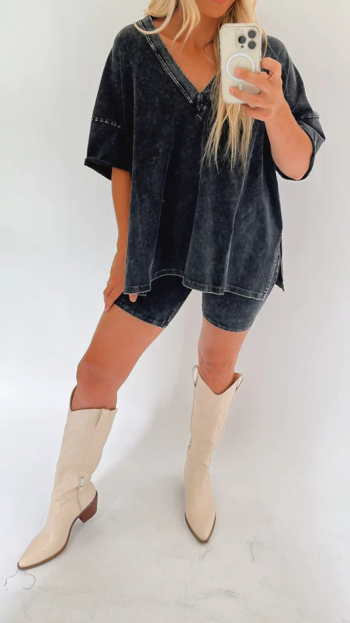 Comfy Women's V-neck T-shirt Lounge Set