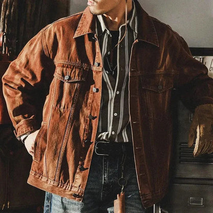 Relaxed Fit Mens Denim Jacket Modern Casual Wear