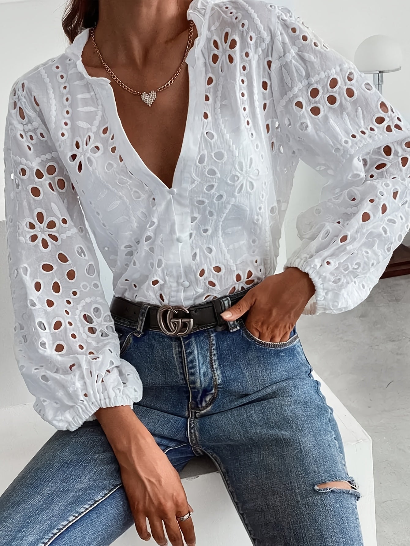 Elegant Flower Print Women's Blouse - Olytrend