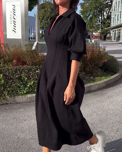 Classic Fit Collar Midi Dress