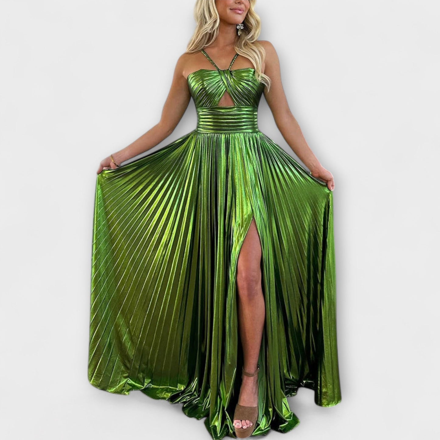 Shiny Floor Length Evening Dress