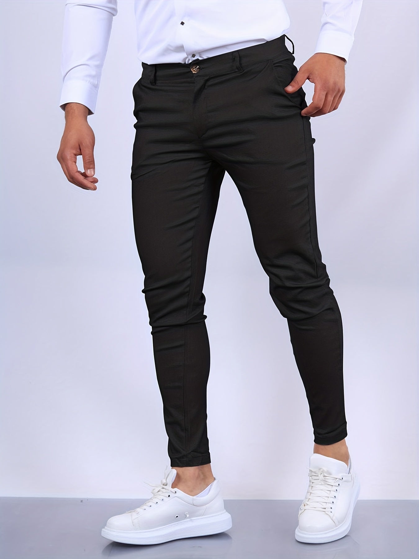 Slim Fit Men's Stretch Trousers Modern Style