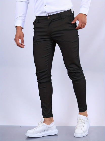 Slim Fit Men's Stretch Trousers Modern Style