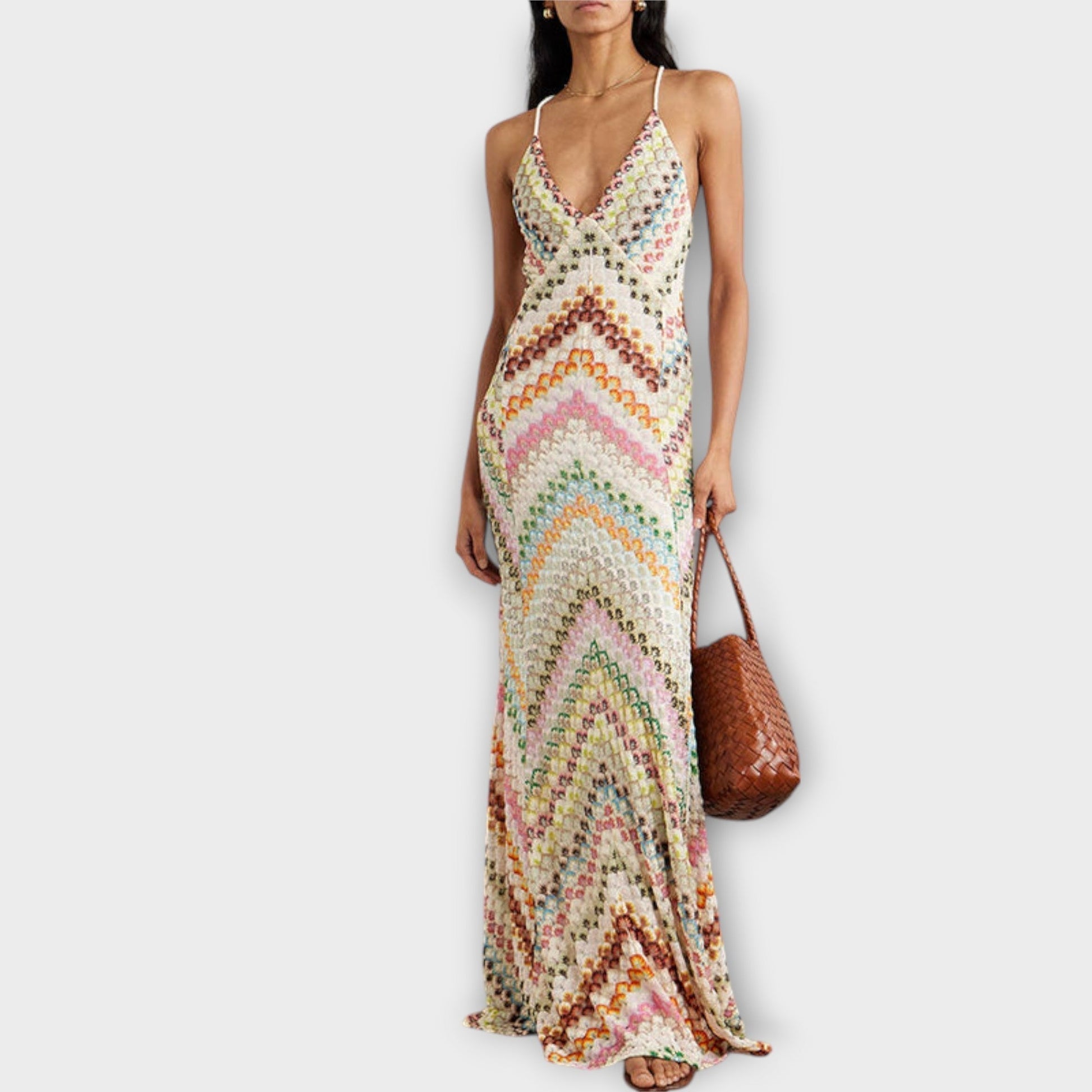 Colorful Herringbone Maxi Dress for All Events - Nocini
