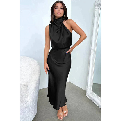 Ladies Luxury Strap Satin Evening Dress