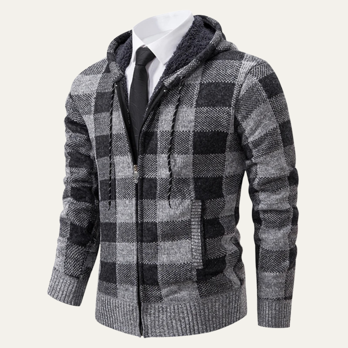 Warm Plaid Hoodie Jacket for Men