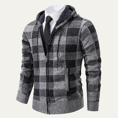 Warm Plaid Hoodie Jacket for Men