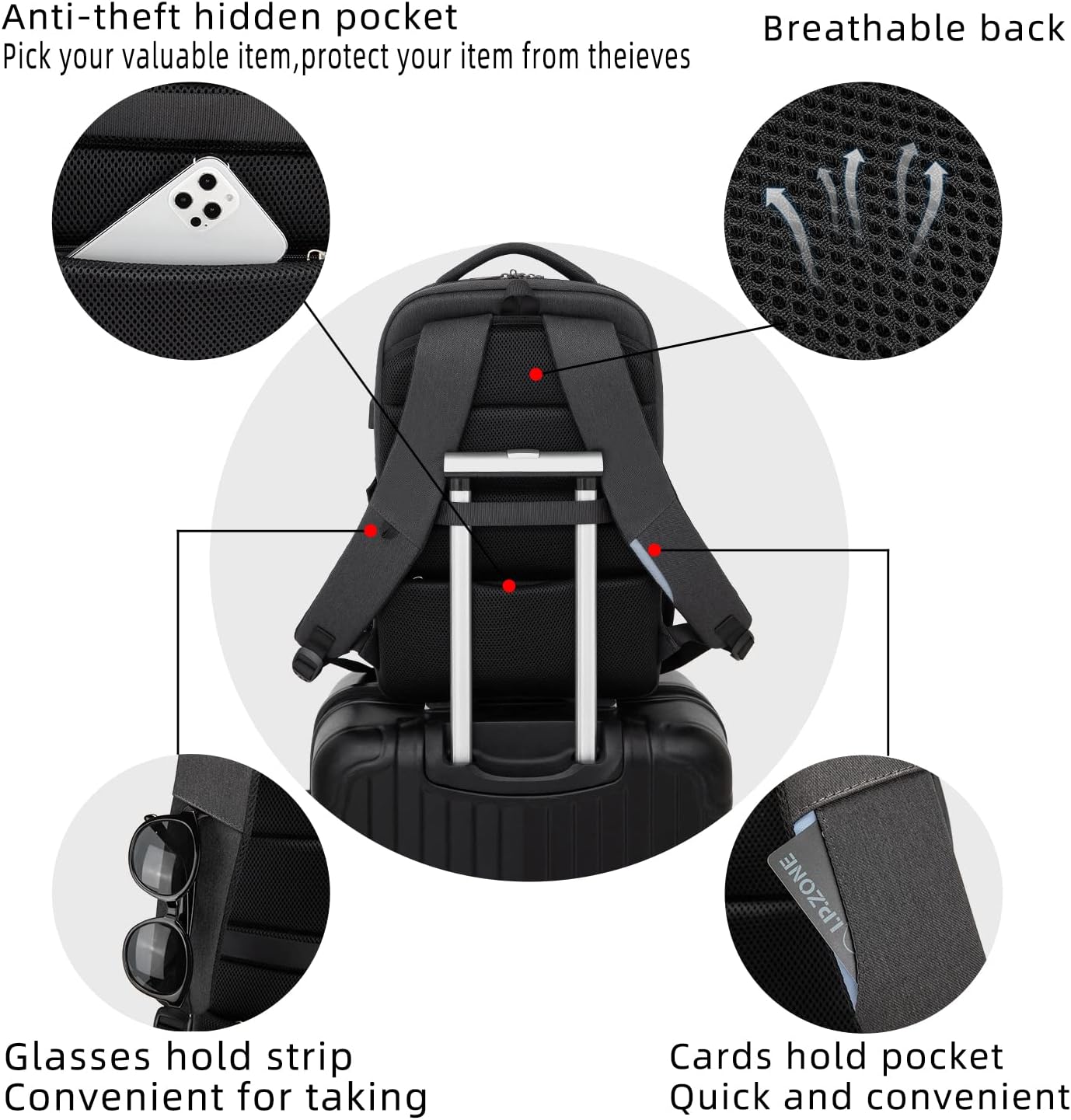 Durable Commuter Laptop Bag with USB Charger & Pockets