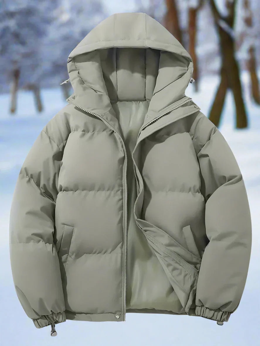 Men's Insulated Puffer Jacket with Hood and Zip