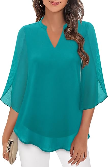 Ladies' Flowy Chiffon Ruffle Blouse