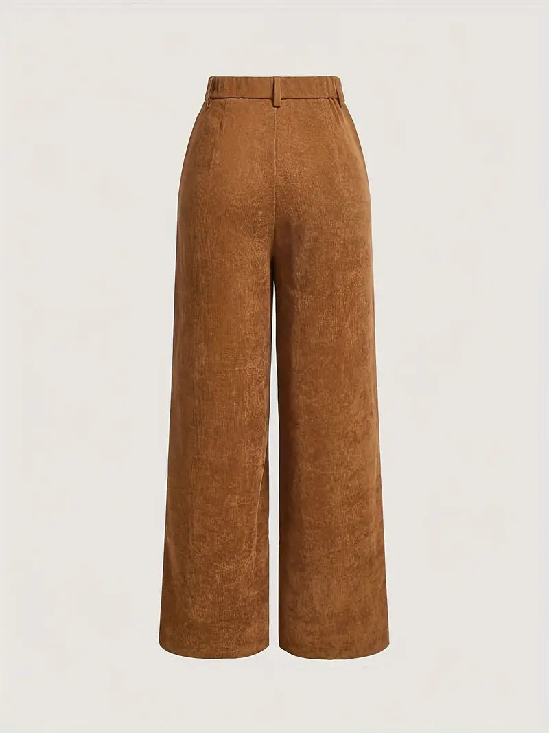 Warm High Waisted Straight Leg Corduroy Pants