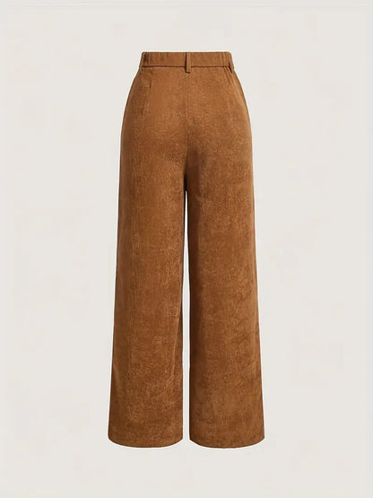 Warm High Waisted Straight Leg Corduroy Pants