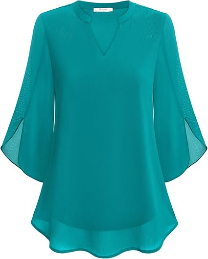 Ladies' Flowy Chiffon Ruffle Blouse