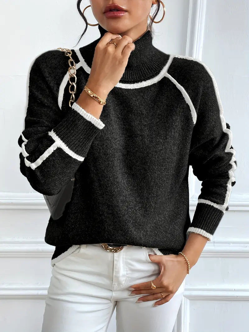 Colorful Crew Neck Pullover Sweater