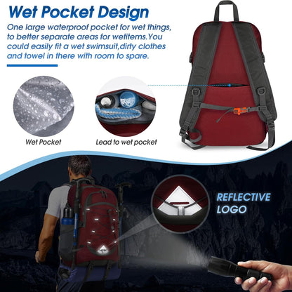 Compact 40L Water Resistant Hiking Backpack