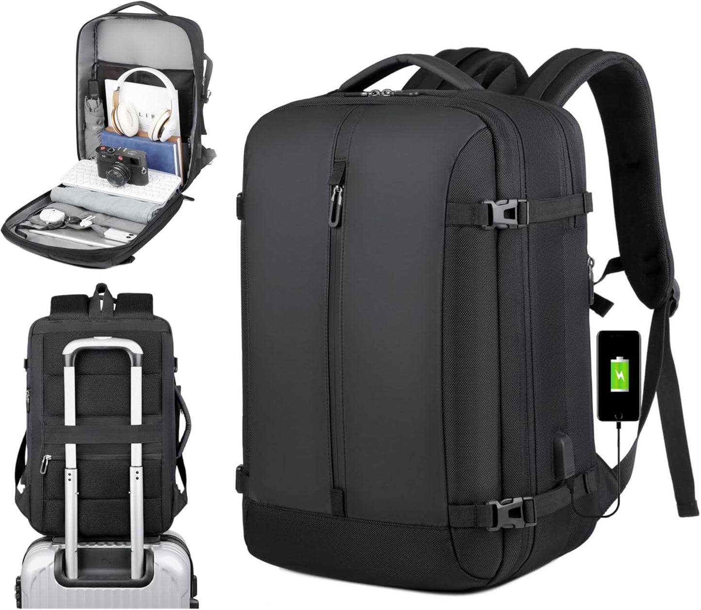 Large Water Resistant Hiking Backpack with USB Charger - Pexav