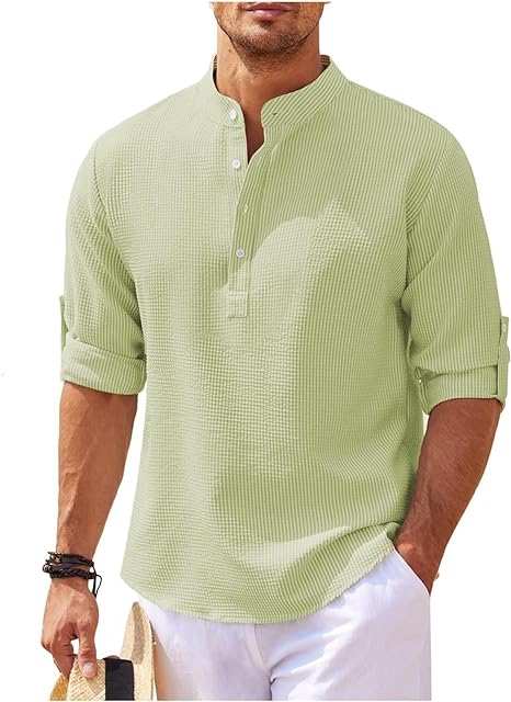 Casual Mens Shirt Loose Fit Button Down