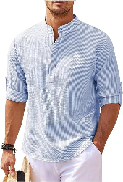 Casual Fit Men's Cotton Shirt with Roll Up Sleeves