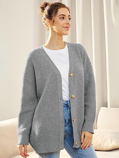 Large Open Front Cardigan with Button Fastening