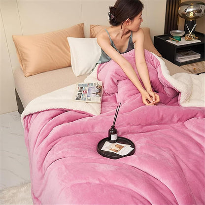 Cozy Sherpa Flannel Throw Blanket