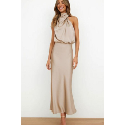 Ladies Luxury Strap Satin Evening Dress