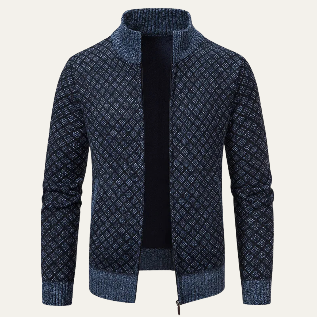 Warm Mens Plaid Zip Up Cardigan Sweater