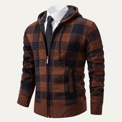 Warm Plaid Hoodie Jacket for Men