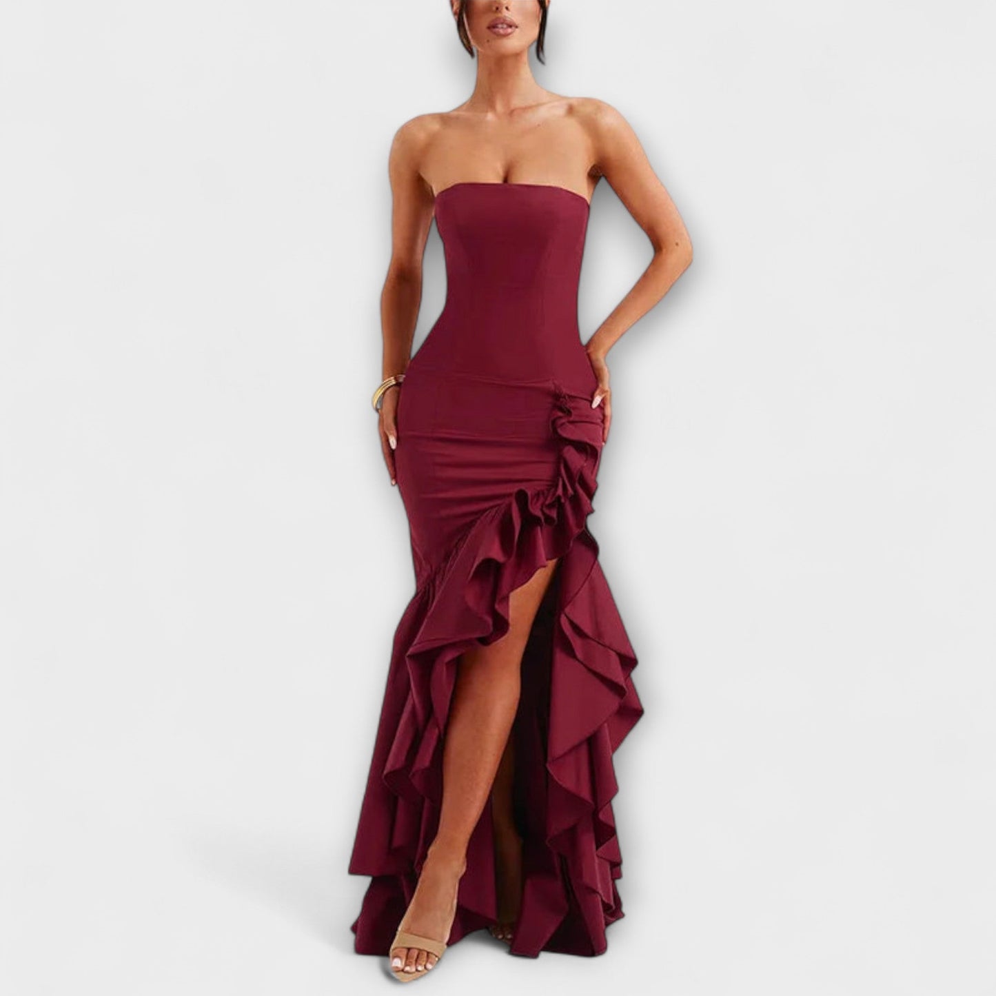 Elegant Sleeved Maxi Dress for Formal Occasions